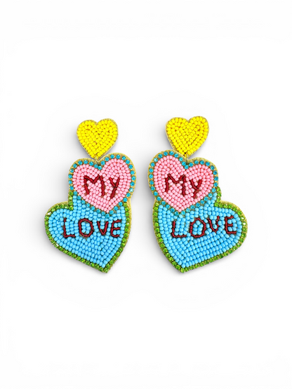 Triple Love Beaded Statement Drops