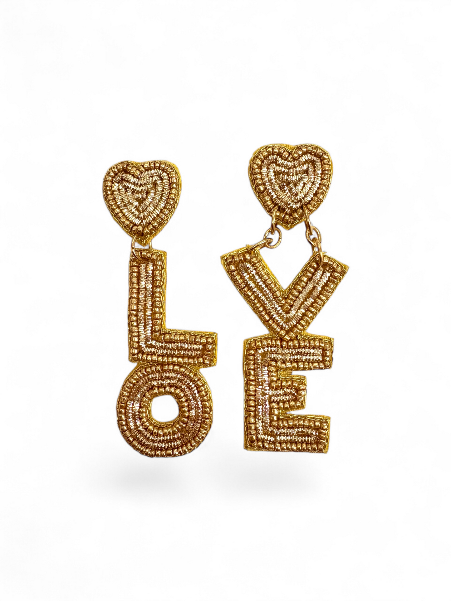 Golden Glow Beaded LOVE Drops