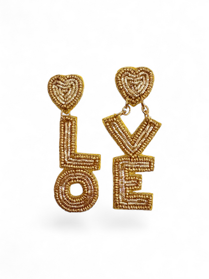 Golden Glow Beaded LOVE Drops