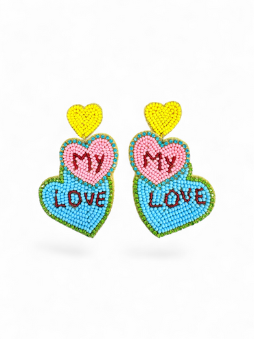 Triple Love Beaded Statement Drops