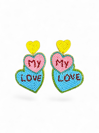 Triple Love Beaded Statement Drops