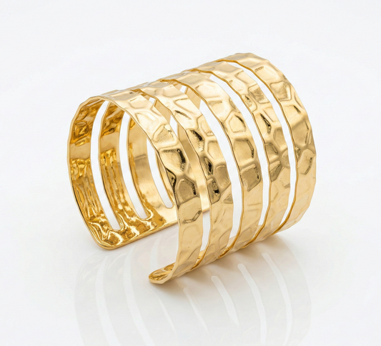 Gold Hammered Multi-Layer Cuff