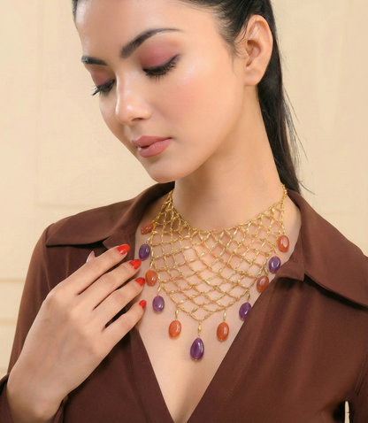 Ethnic Net Drape Necklace