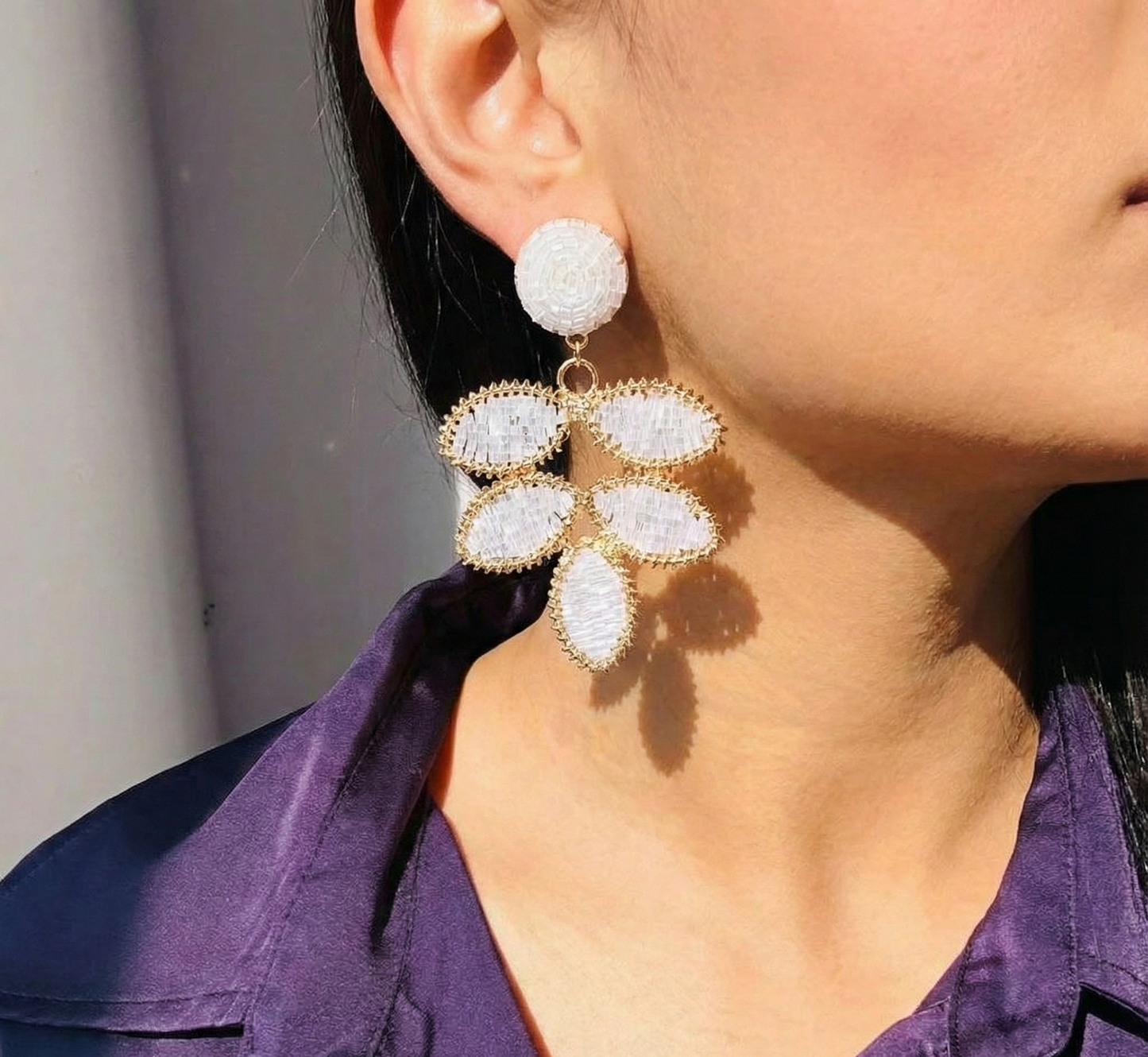 Pearl Mist Leaf Earrings