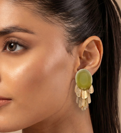 Green Gem Petal Earrings
