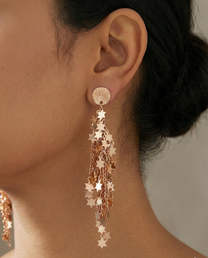 Starlit Cascade Gold Drop Earrings
