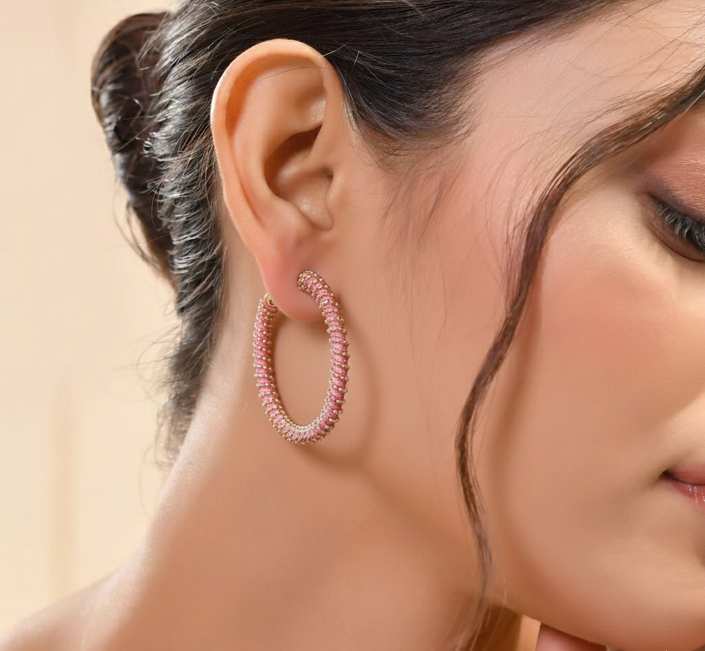 Blush Beaded Circle Earrings