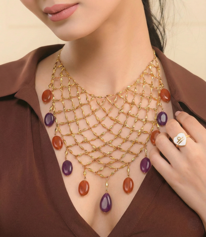 Ethnic Net Drape Necklace