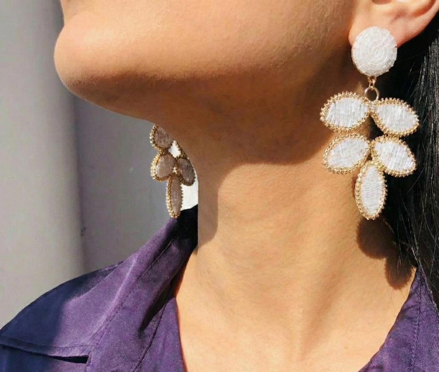 Pearl Mist Leaf Earrings