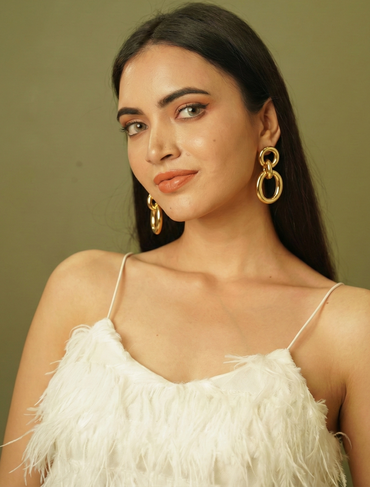 Glossy Chain Oval Earrings