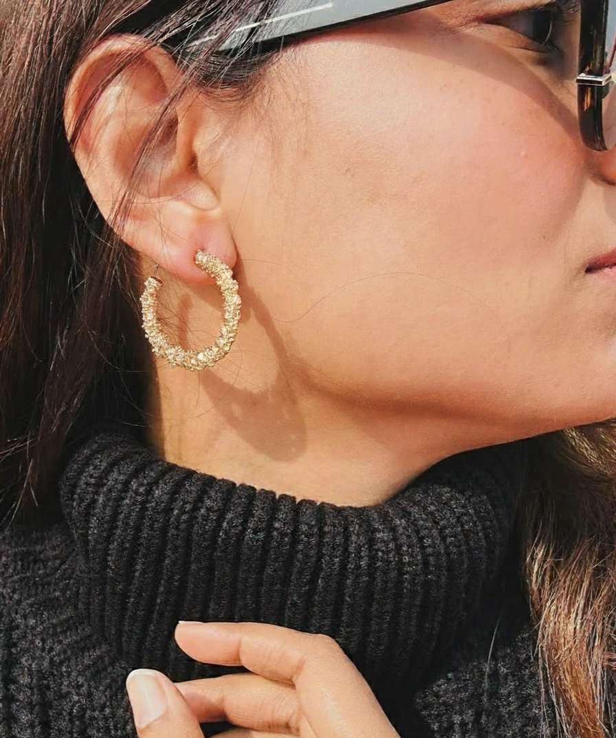 Crystal Weave Hoop Earrings