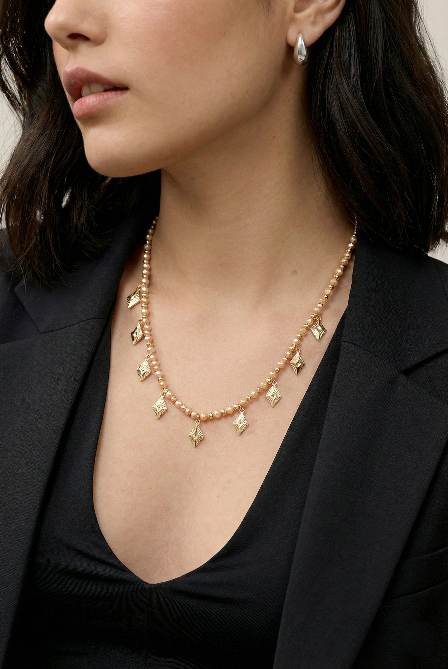 Pearl Charm Dangle Necklace