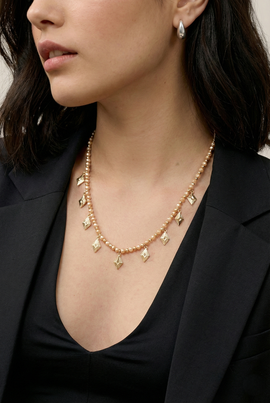 Pearl Charm Dangle Necklace