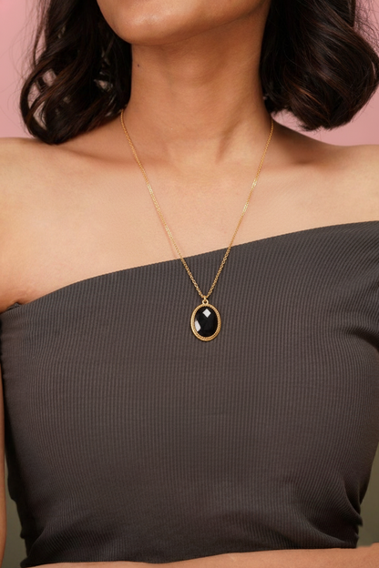 Black Stone Pendant Necklace