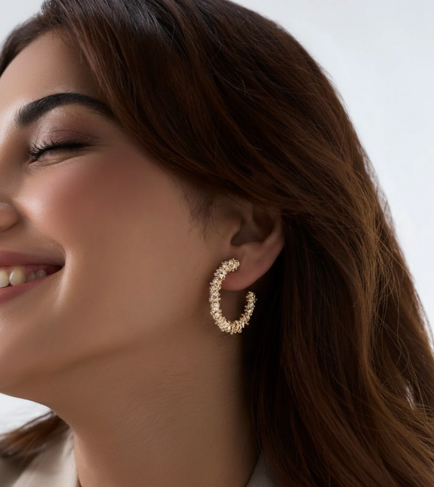 Crystal Weave Hoop Earrings