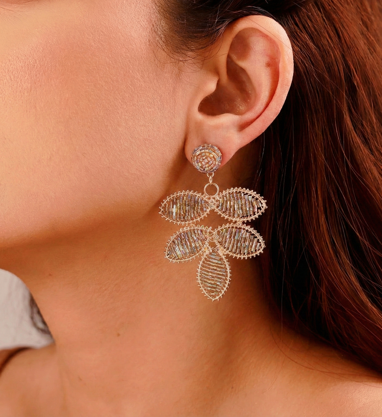 Luxe Petal Beaded Danglers