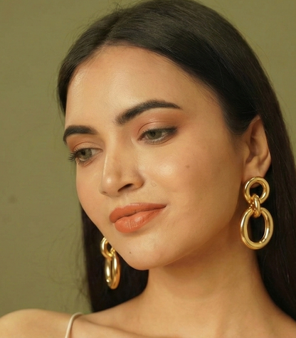 Glossy Chain Oval Earrings