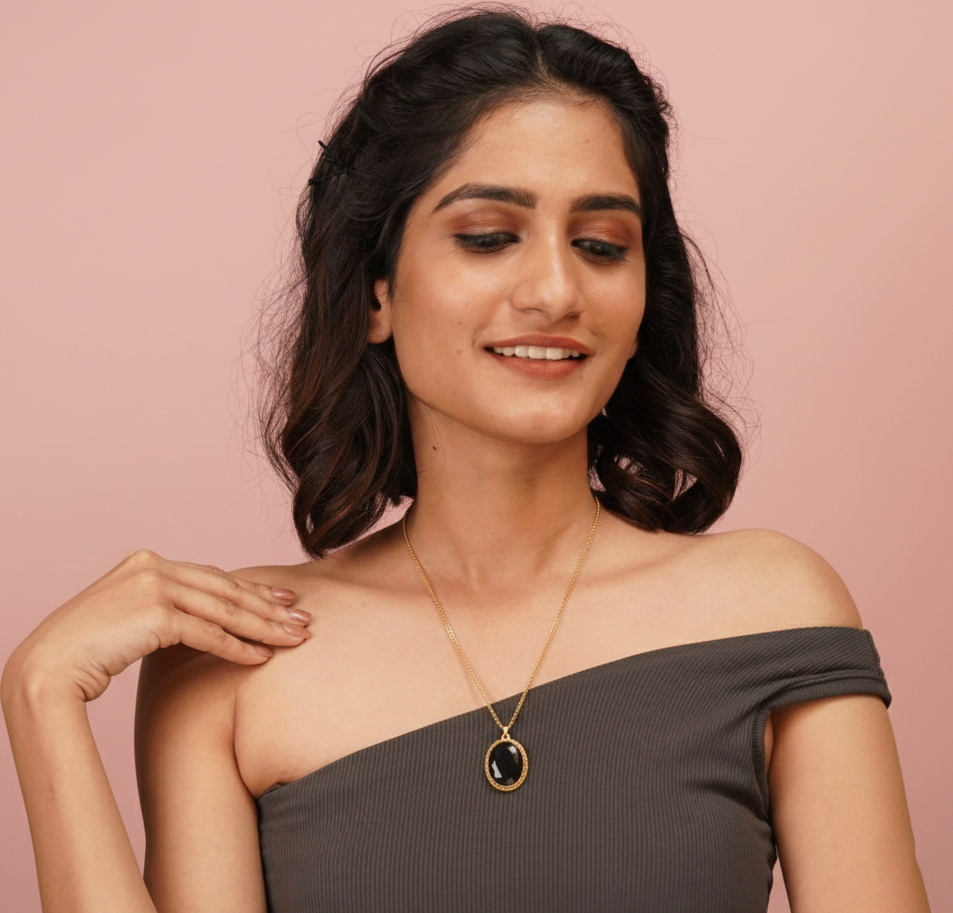 Black Stone Pendant Necklace