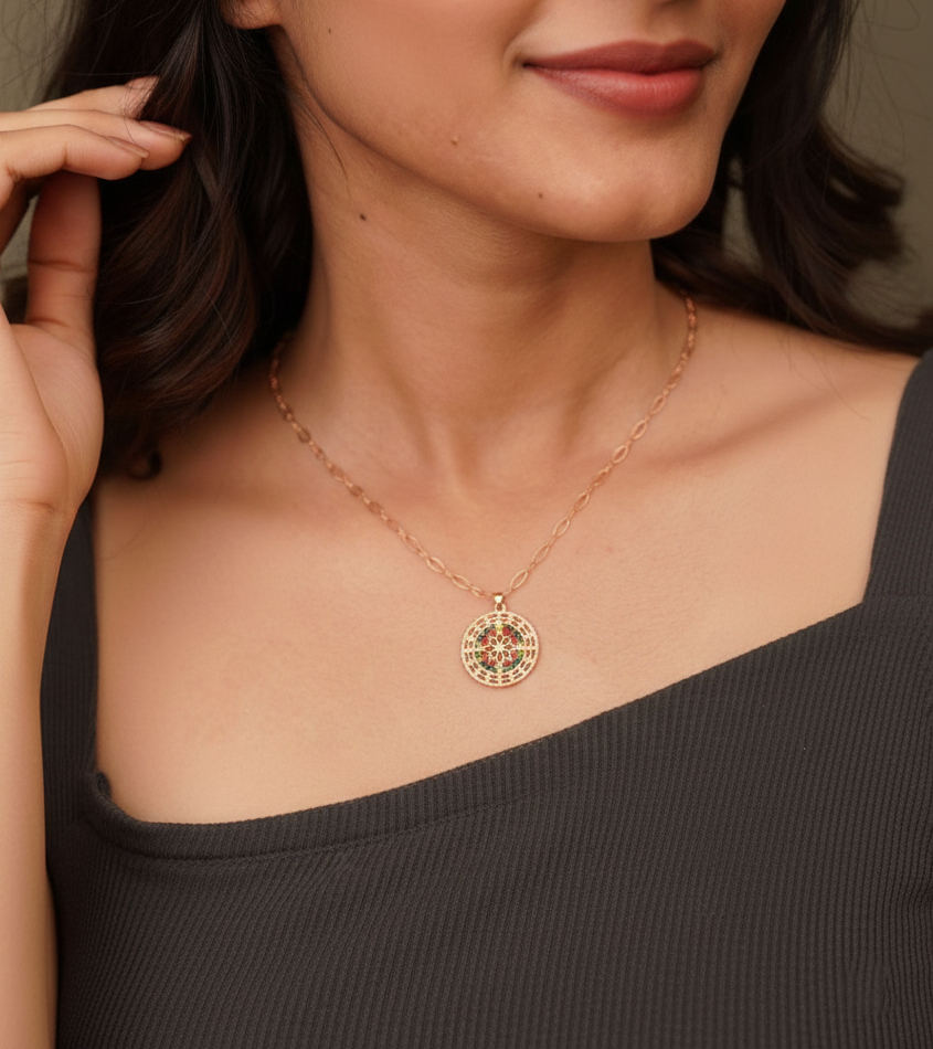Rainbow Medallion Necklace