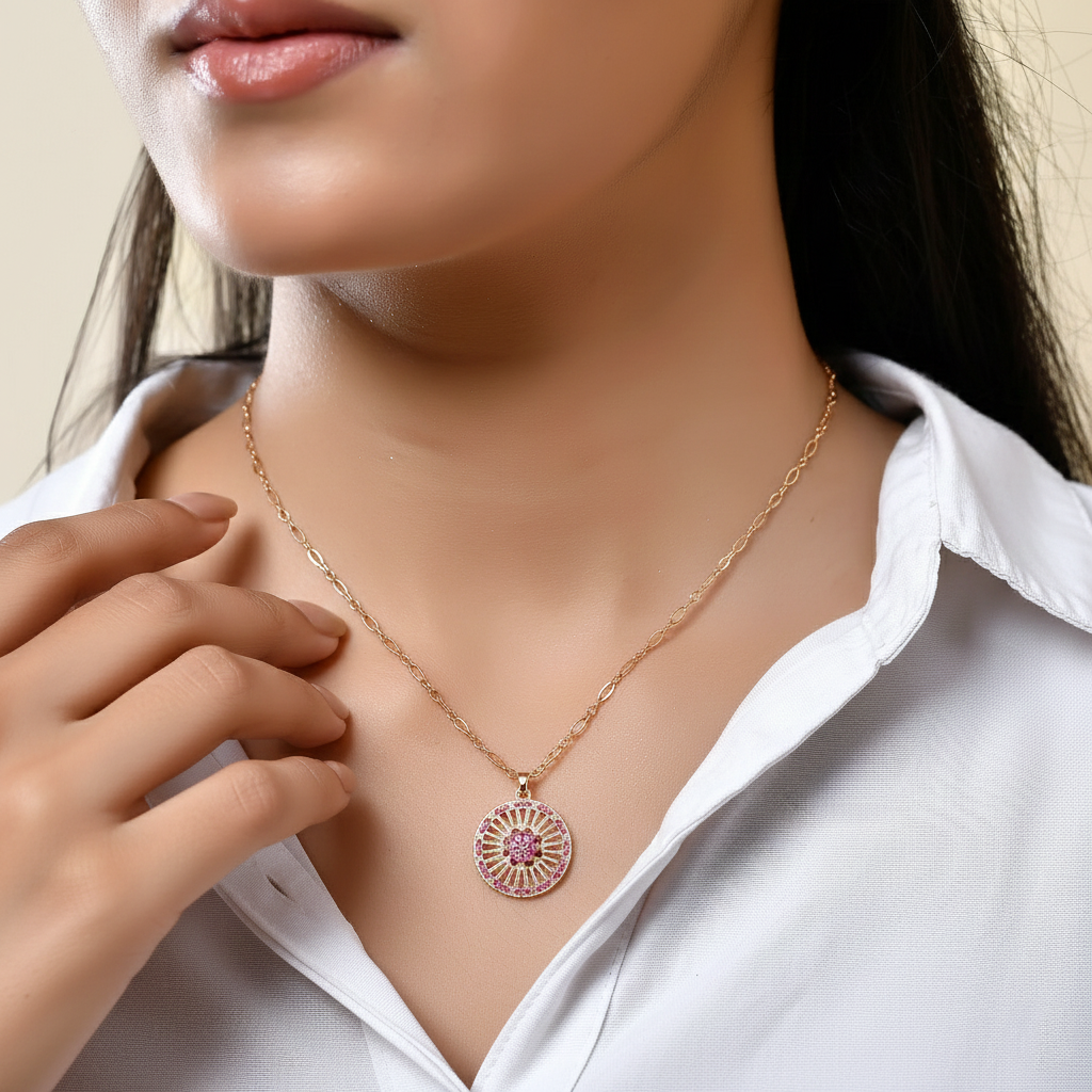 Pink Petal Charm Necklace