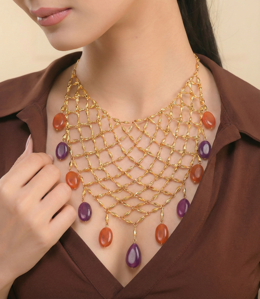 Ethnic Net Drape Necklace