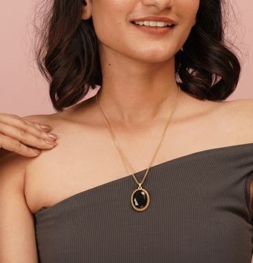 Black Stone Pendant Necklace